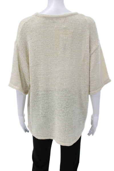 Sabo Womens Ivory Boat Neck Short Sleeve Pullover Size 2