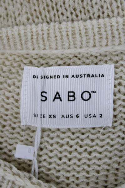 Sabo Womens Ivory Boat Neck Short Sleeve Pullover Size 2