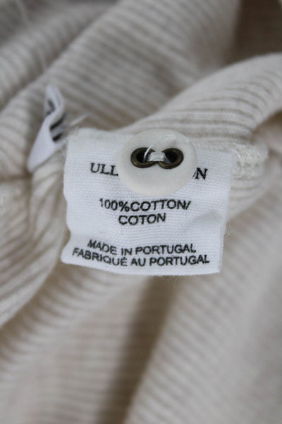 Ulla Johnson Women Henley Cotton Basic T-Shirt 3/4 Sleeve Ivory Size M