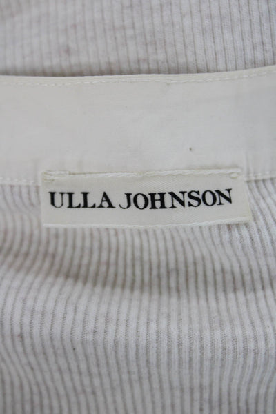 Ulla Johnson Women Henley Cotton Basic T-Shirt 3/4 Sleeve Ivory Size M