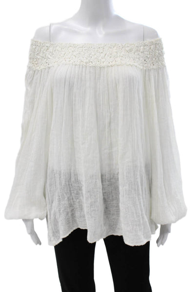 Jens Pirate Booty Womens Off Shoulder Tunic Blouse White Cotton Size One Size