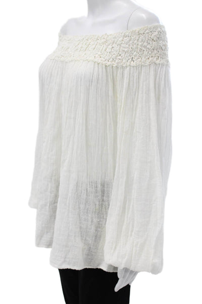 Jens Pirate Booty Womens Off Shoulder Tunic Blouse White Cotton Size One Size
