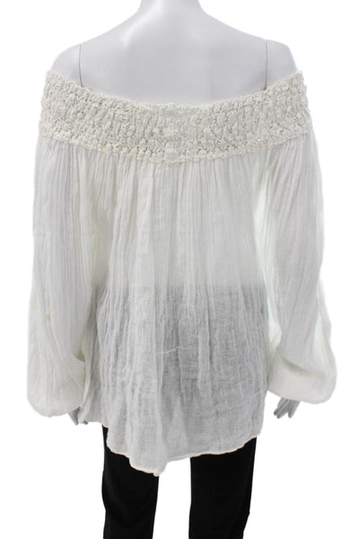 Jens Pirate Booty Womens Off Shoulder Tunic Blouse White Cotton Size One Size