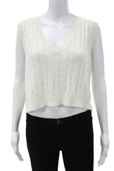 Le Lis Womens White V Neck Sleeveless Sweater Vest Size M