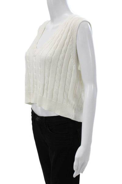 Le Lis Womens White V Neck Sleeveless Sweater Vest Size M