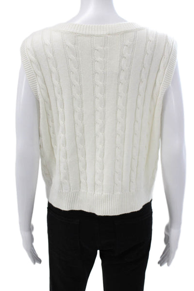 Le Lis Womens White V Neck Sleeveless Sweater Vest Size M