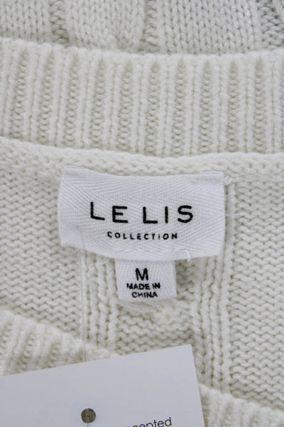 Le Lis Womens White V Neck Sleeveless Sweater Vest Size M