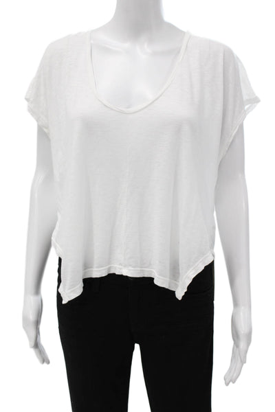 Graham & Spencer Womens V-Neck Short Sleeve T-Shirt White Petite Size XS