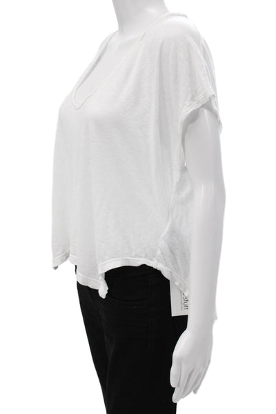 Graham & Spencer Womens V-Neck Short Sleeve T-Shirt White Petite Size XS
