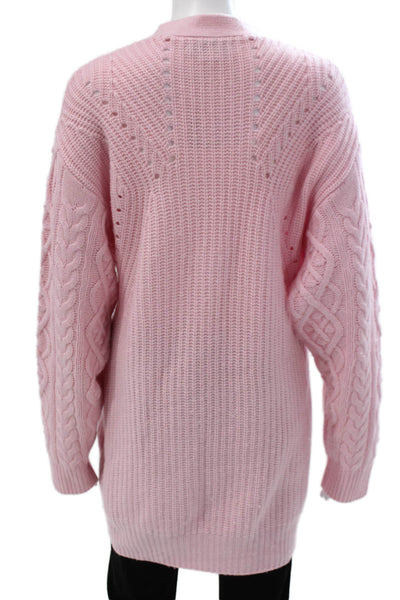 Something Navy Women Cardigan Pink V-Neck 90% Wool Long Sleeve Size S