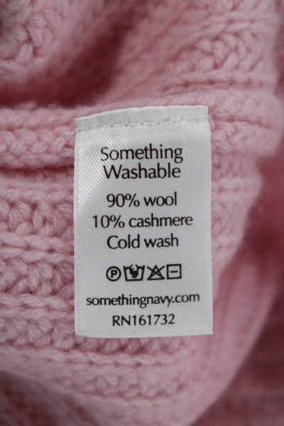 Something Navy Women Cardigan Pink V-Neck 90% Wool Long Sleeve Size S