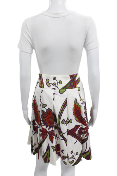 Max Mara Womens Pleated Floral Skirt White Size 4