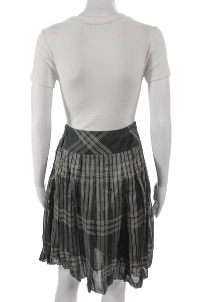 Sportmax Womens Black Silk Plaid Pleated Short Skirt Zip Size 4
