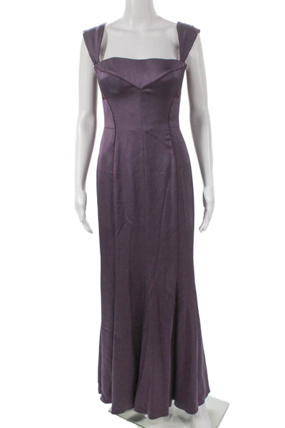 Versace Womens Mermaid Silk Sweetheart Sleeveless Purple Long Dress Zip Size 2
