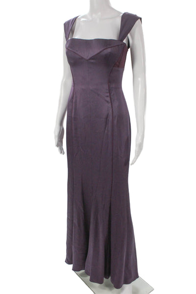 Versace Womens Mermaid Silk Sweetheart Sleeveless Purple Long Dress Zip Size 2