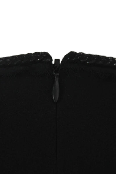 Elie Tahari Women Sheath Dress Black Boat Neck Long Sleeve Zip Size 4