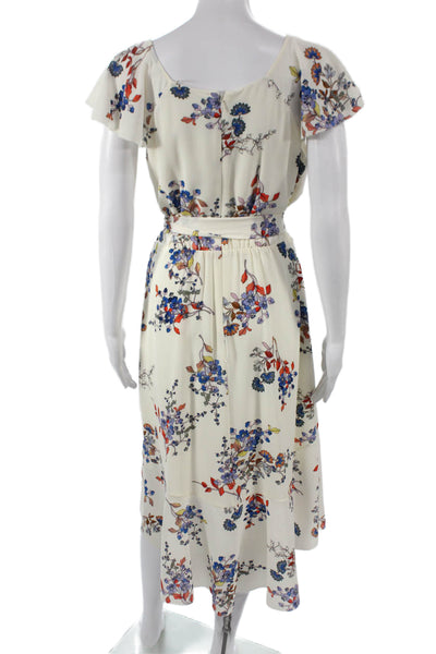 Elie Tahari Women Wrap Dress Ivory V-Neck Short Sleeve Polyester Size 8