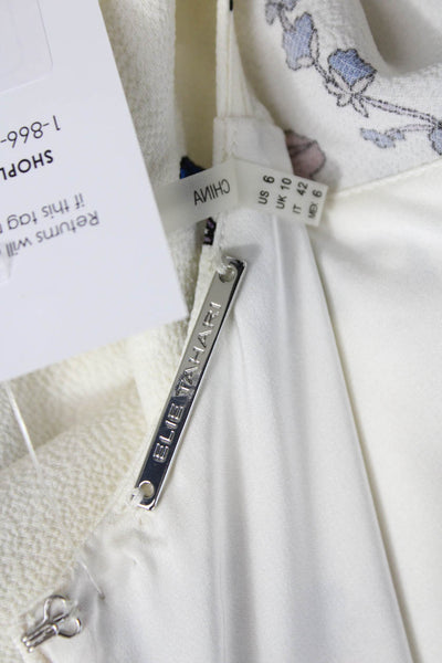 Elie Tahari Women Wrap Dress Ivory V-Neck Short Sleeve Polyester Size 8