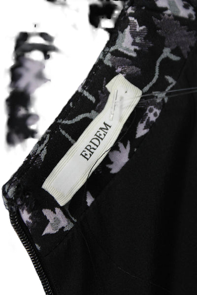 Erdem Women Sheath Dress Black Floral Sleeveless Round Neck Zip Size 8
