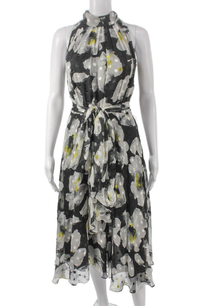 Carolina Herrera Womens Fit & Flare Floral Silk Halter Midi Dress Size 2