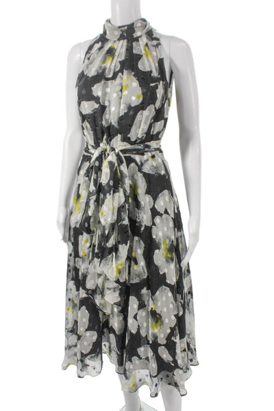 Carolina Herrera Womens Fit & Flare Floral Silk Halter Midi Dress Size 2