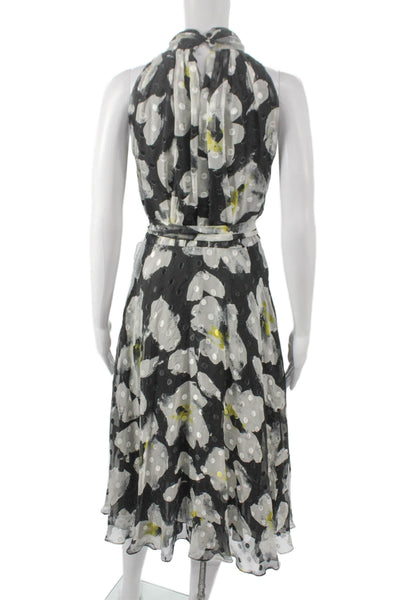 Carolina Herrera Womens Fit & Flare Floral Silk Halter Midi Dress Size 2