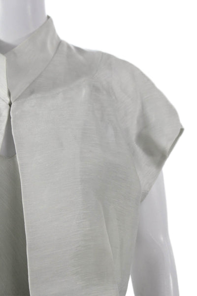 Luca Luca Women Gray Skirt Suit Short Sleeve Mock Neck 78% Linen Size 40