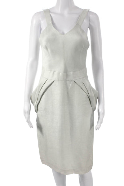 Luca Luca Women Gray Skirt Suit Short Sleeve Mock Neck 78% Linen Size 40