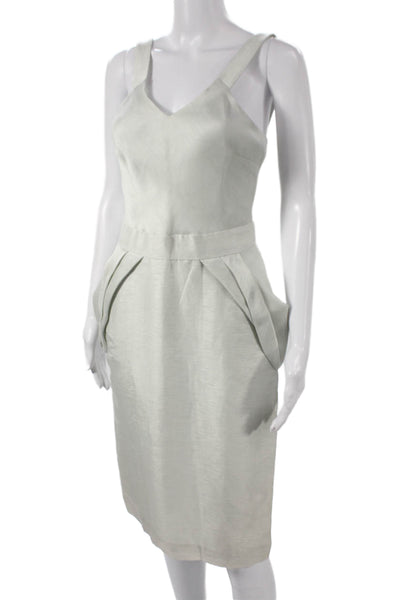 Luca Luca Women Gray Skirt Suit Short Sleeve Mock Neck 78% Linen Size 40