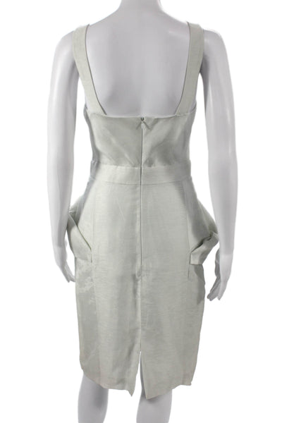 Luca Luca Women Gray Skirt Suit Short Sleeve Mock Neck 78% Linen Size 40