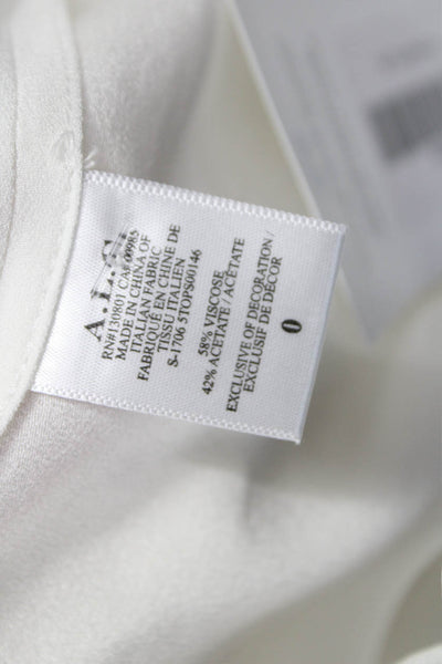ALC Womens Basic White Viscose Round Neck Short Sleeve Blouse Size 0