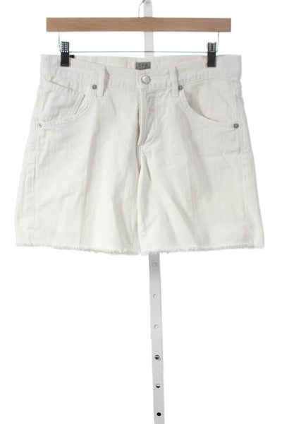 Citizens of Humanity Womens Cut-Off Shorts White 100% Cotton Button Size 25