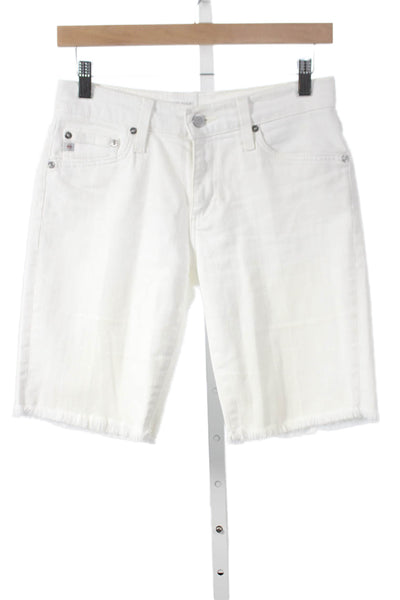 AG Womens Cut-Off White Cotton Shorts Button Size 26