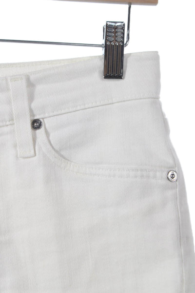 AG Womens Cut-Off White Cotton Shorts Button Size 26