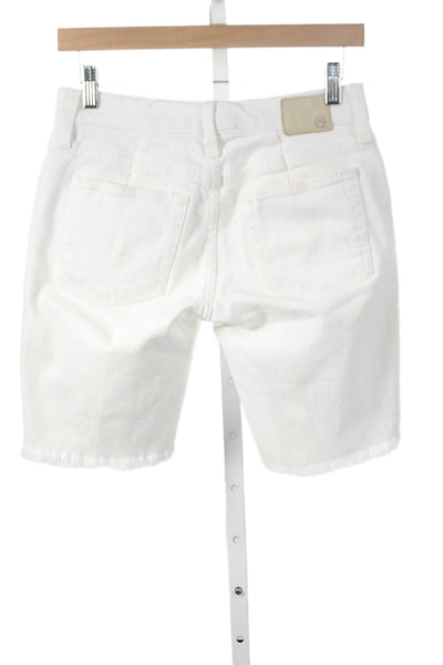 AG Womens Cut-Off White Cotton Shorts Button Size 26