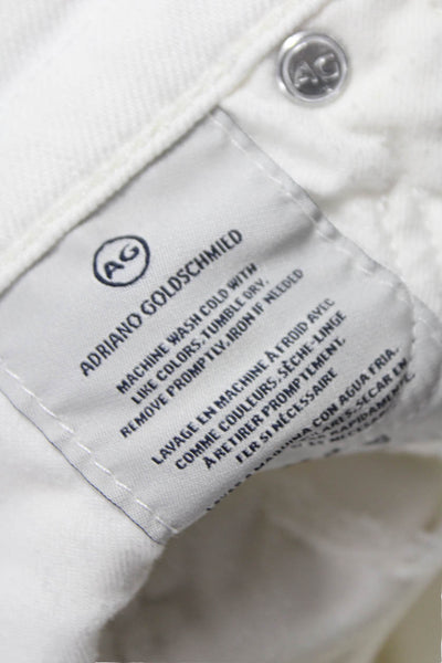 AG Womens Cut-Off White Cotton Shorts Button Size 26