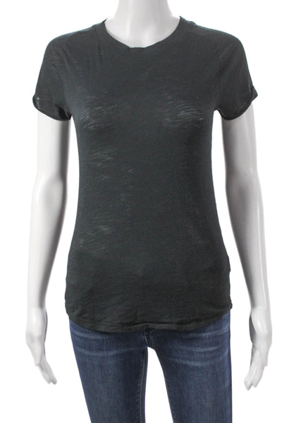 We The Free Women Basic Black Polyester Crew Neck Short Sleeve T-Shirt Size XS