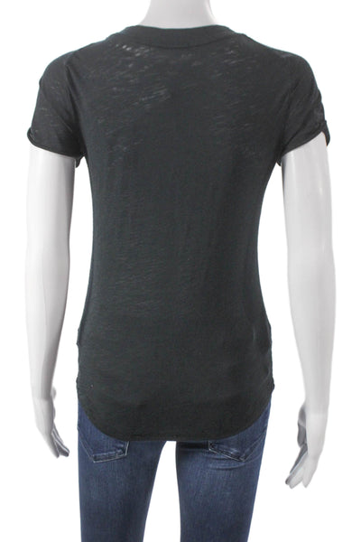 We The Free Women Basic Black Polyester Crew Neck Short Sleeve T-Shirt Size XS