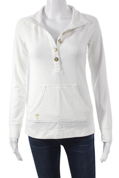 Lilly Pulitzer Womens Pullover Sweatshirt White Cotton Long Sleeve Size 2XS