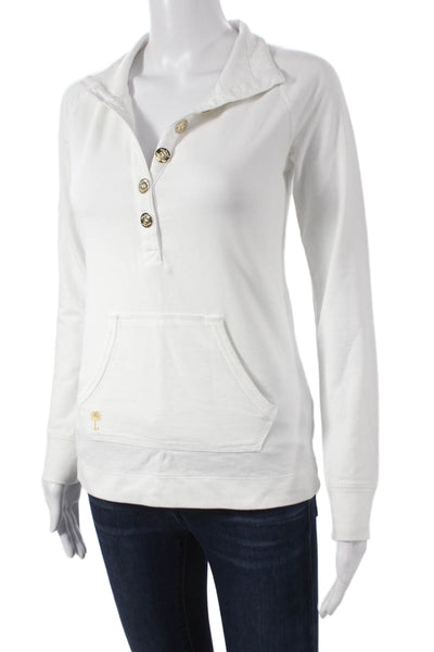 Lilly Pulitzer Womens Pullover Sweatshirt White Cotton Long Sleeve Size 2XS