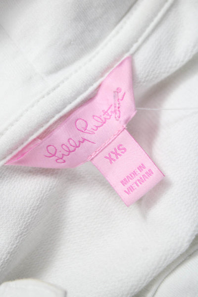Lilly Pulitzer Womens Pullover Sweatshirt White Cotton Long Sleeve Size 2XS