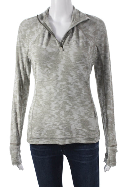 Lululemon Women Collared Zip Long Sleeve Pullover Gray Camo Size S