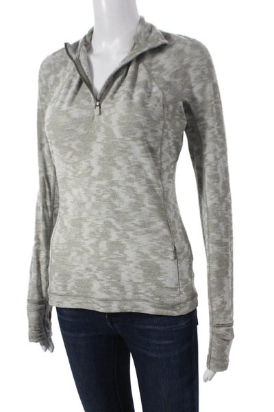 Lululemon Women Collared Zip Long Sleeve Pullover Gray Camo Size S