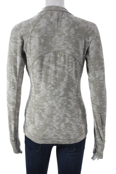 Lululemon Women Collared Zip Long Sleeve Pullover Gray Camo Size S