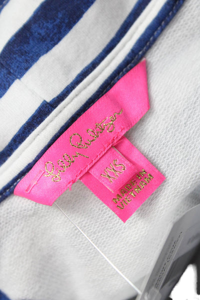 Lilly Pulitzer Women Pullover Blue Striped Long Sleeve Cotton Spandex Size 2XS