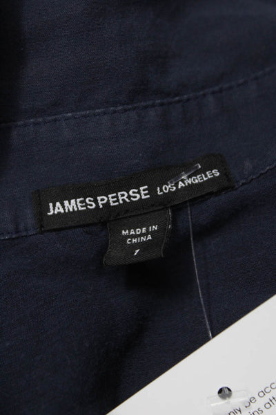 James Perse Women Basic Silk Collared Button-Up Long Sleeve Blue Size 1