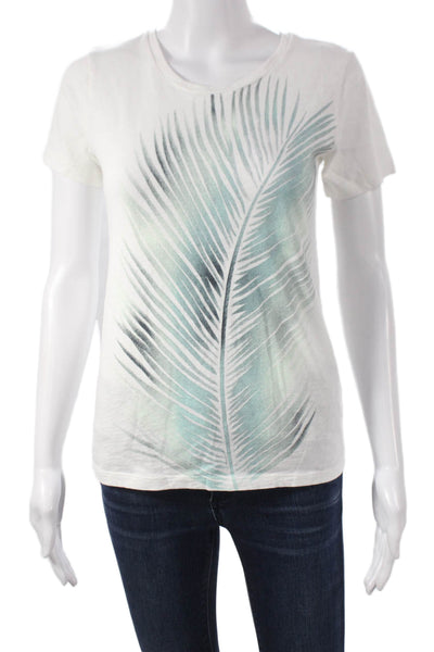 J Crew Womens Floral Cotton Crew Neck Pullover T Shirt Short Sleeve Size XS