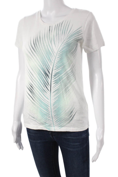 J Crew Womens Floral Cotton Crew Neck Pullover T Shirt Short Sleeve Size XS