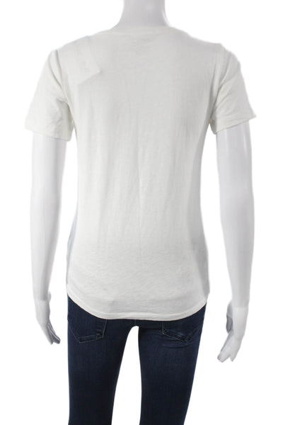 J Crew Womens Floral Cotton Crew Neck Pullover T Shirt Short Sleeve Size XS