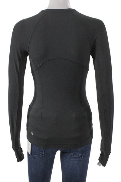 Lululemon Women Black Polyester Pullover T-Shirt Long Sleeve Crew Neck Size S